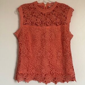 Nanette Lepore Coral Lace Blouse